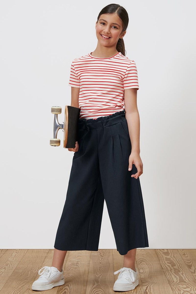 Tchibo Kids Girl Ribbed Wide Pants, Dark Green - Image 1