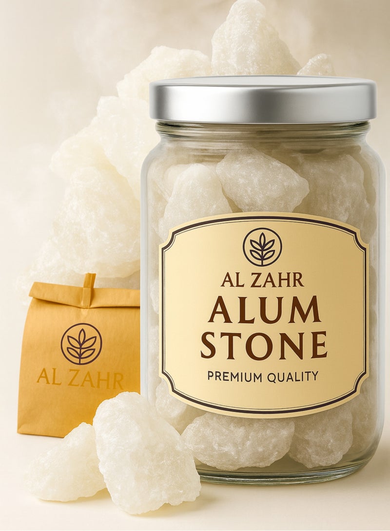 زهر حجر الشبة الأبيض الزهر - كتلة كريستال طبيعية 100% للاستخدام الشخصي والمنزلي - 100 غرام - Image 1