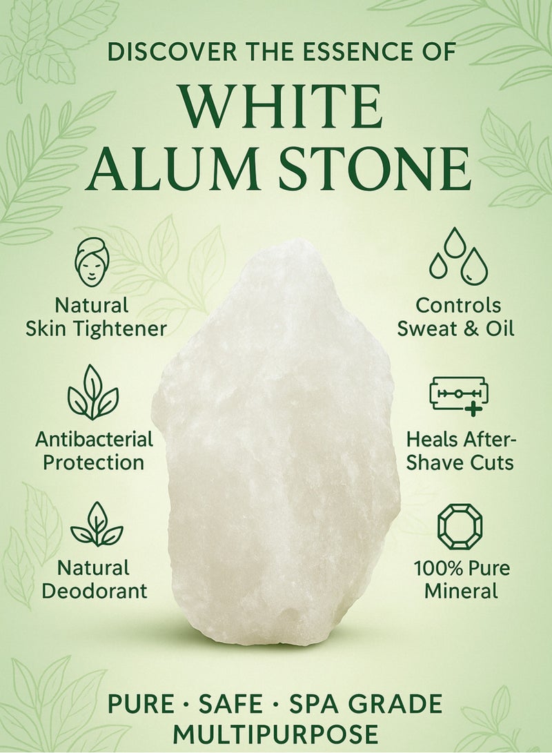 زهر حجر الشبة الأبيض الزهر - كتلة كريستال طبيعية 100% للاستخدام الشخصي والمنزلي - 100 غرام - Image 4