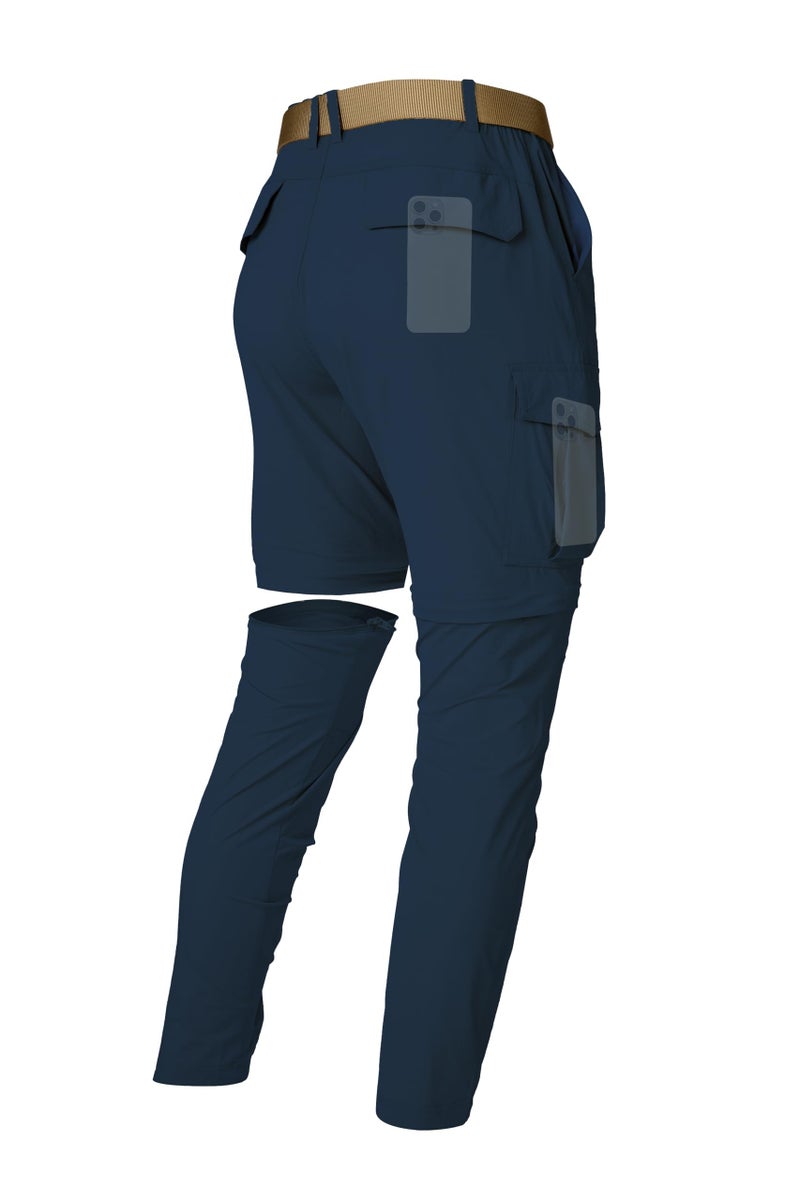 LINLANG EN Mens Cargo Pants Lightweight Quick Dry Hiking Pants Convertible Zip Off Travel Fishing Climbing Camping Outdoor Waterproof Work Pants for Men-Navy Blue-30-XS - Image 1