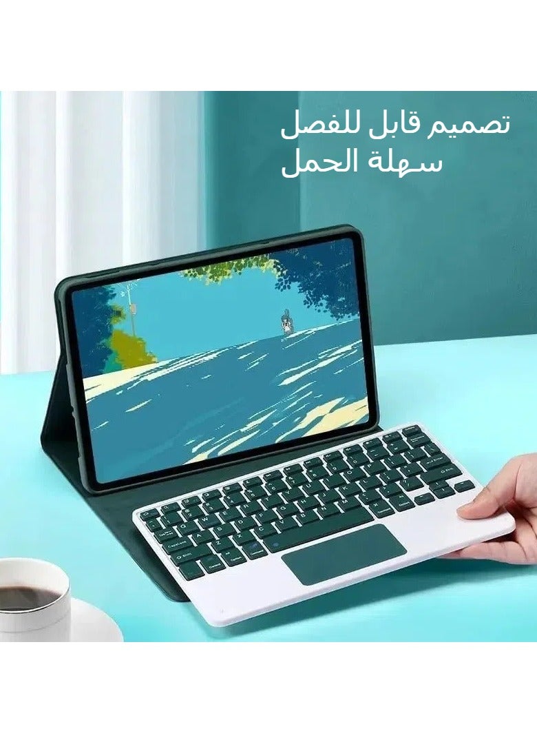 Keyboard compatible with Honor Pad 9 12.1-inch case with built-in pencil slot, magnetic detachable wireless Bluetooth trackpad Trackpad keyboard with mouse case - Image 2