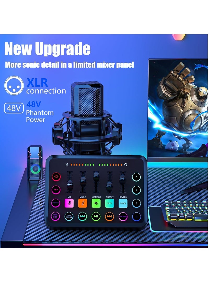 ماركة غير محددة - خلاط F11 - RGB PC، طاقة وهمية 48 فولت، تحكم فردي في مستوى الصوت، وسادات صوت DIY، مثالي للبث المباشر والتسجيل والتدوين الصوتي والألعاب - Image 1