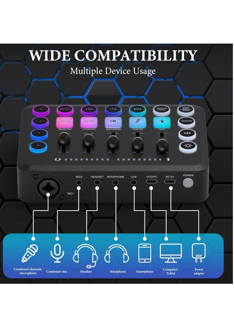 ماركة غير محددة - خلاط F11 - RGB PC، طاقة وهمية 48 فولت، تحكم فردي في مستوى الصوت، وسادات صوت DIY، مثالي للبث المباشر والتسجيل والتدوين الصوتي والألعاب - Image 1