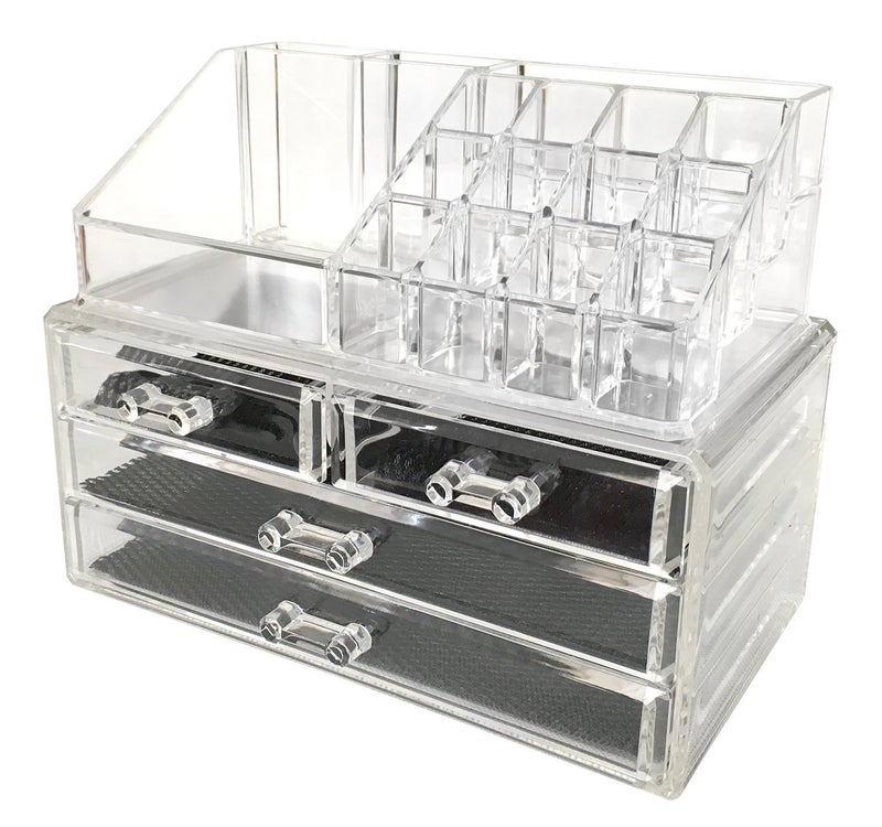 WOX MOX WOX MOX 4 Drawer Plastic Cosmetic Makeup Jewelry Lipstick Storage Organizer Box Case, 22.5L x 13.8B x 18H cm, Transparent  - Image 5