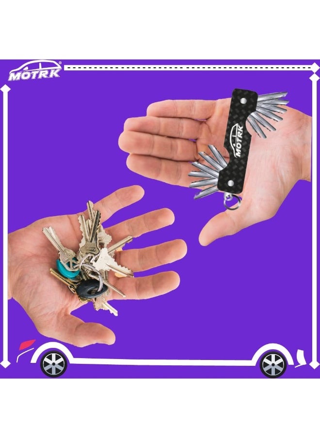 MOTRK - Motrk Keychain Carbon Fiber Compact Key Holder, Smart Key Organizer Keychain (4-16 Keys) Key Organizer, Key Holder Premium Heavy Duty, Key Organizer Car Accessories, Key Chain Keys Organizer - Image 1