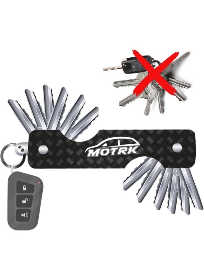 MOTRK - Motrk Keychain Carbon Fiber Compact Key Holder, Smart Key Organizer Keychain (4-16 Keys) Key Organizer, Key Holder Premium Heavy Duty, Key Organizer Car Accessories, Key Chain Keys Organizer - Image 1