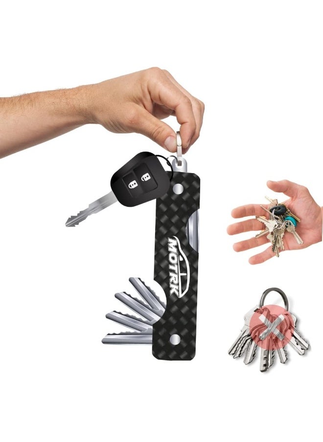 MOTRK - Motrk Keychain Carbon Fiber Compact Key Holder, Smart Key Organizer Keychain (4-16 Keys) Key Organizer, Key Holder Premium Heavy Duty, Key Organizer Car Accessories, Key Chain Keys Organizer - Image 1
