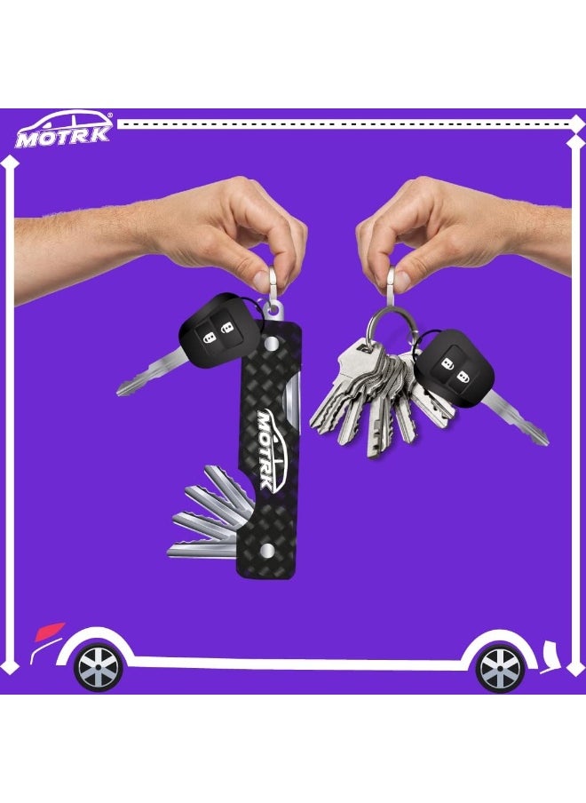 MOTRK - Motrk Keychain Carbon Fiber Compact Key Holder, Smart Key Organizer Keychain (4-16 Keys) Key Organizer, Key Holder Premium Heavy Duty, Key Organizer Car Accessories, Key Chain Keys Organizer - Image 1