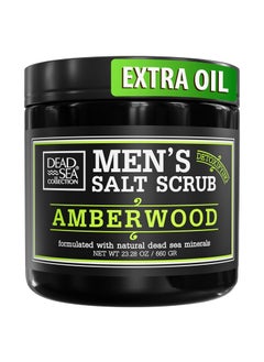 Dead Sea Collection Salt Body Scrub Amberwood For Men  Moisturizes Exfoliates  Nourishes Skin  Cleanses  Detoxifies with Dead Sea Minerals  Dead Sea Collection  2328 OZ 