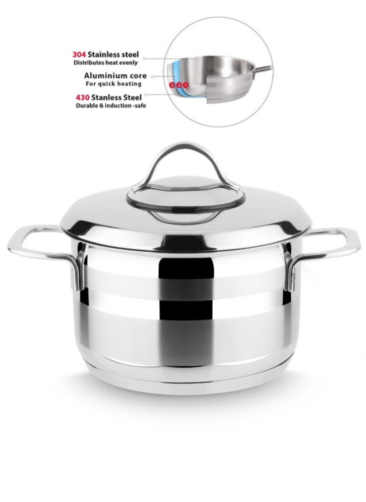 Top Chef - 9 Piece Turkish Stainless Steel Cookware Set 18/10 Silver - Image 1