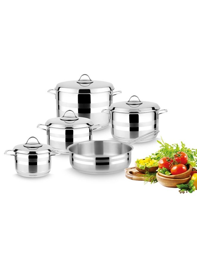Top Chef - 9 Piece Turkish Stainless Steel Cookware Set 18/10 Silver - Image 1