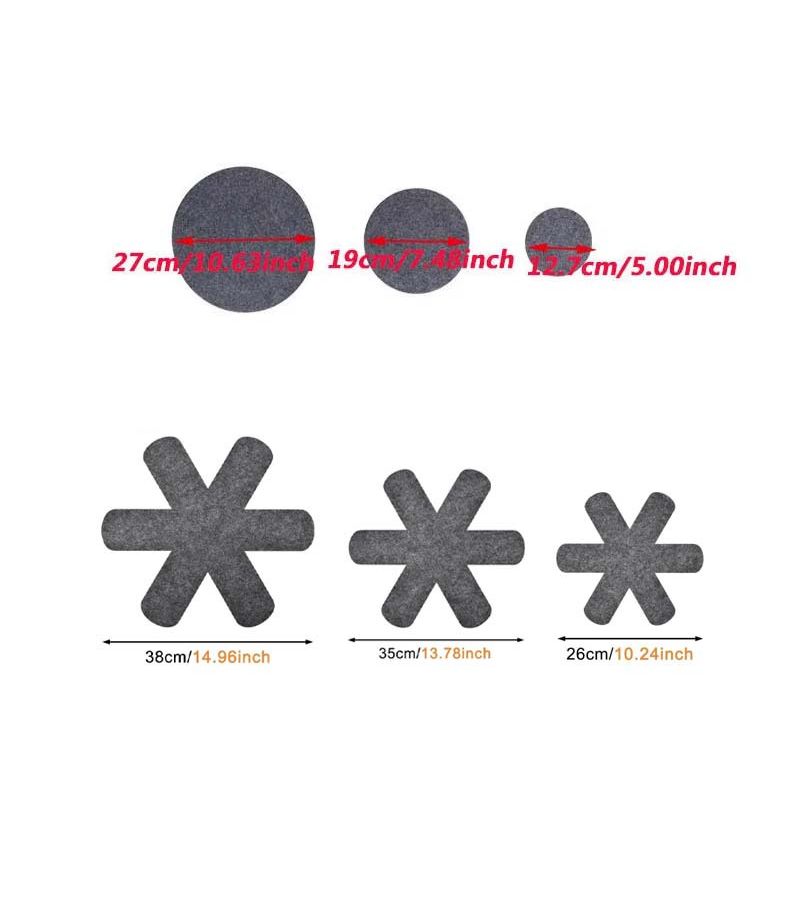 6 Pcs Non Stick Pot Bottom Protectors Circular Hexagonal Pan Cushions - Image 4