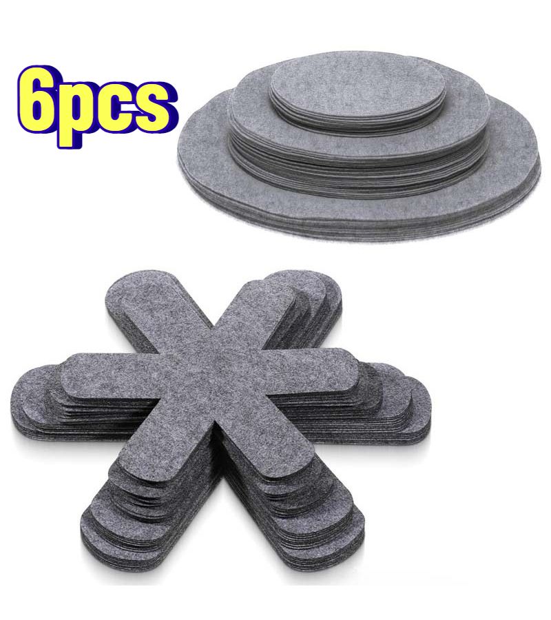 6 Pcs Non Stick Pot Bottom Protectors Circular Hexagonal Pan Cushions - Image 1