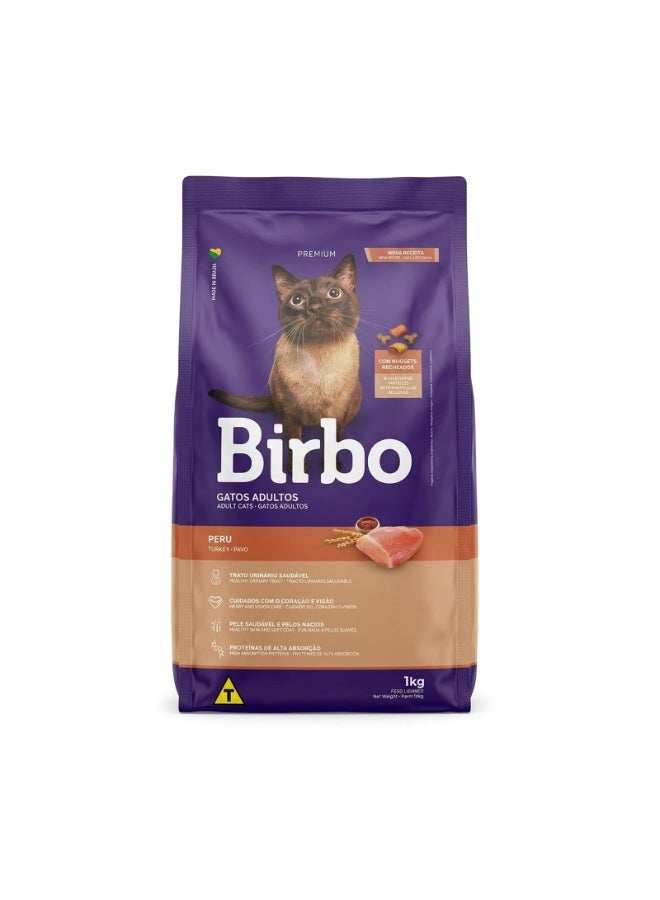 Birbo Adult Premium Cat Food Turkey Blend Mix - High Protein Formula with Taurine & Yucca - 1kg