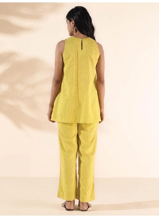 trueBrowns trueBrowns Lime Cotton Sleeveless Co-ord Set