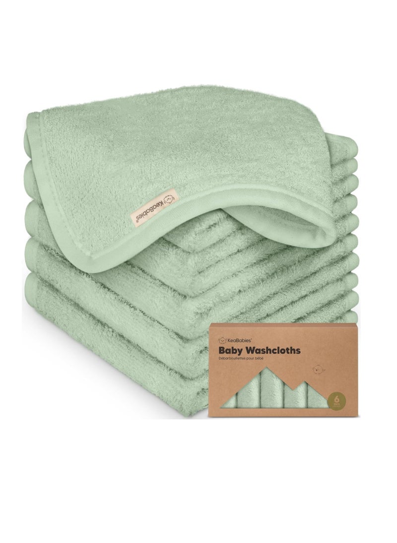 KeaBabies - 6-Pack Baby Washcloths - Soft Viscose Derived from Bamboo Washcloth, Baby Wash Cloths, Baby Wash Cloth for Newborn, Kids, Bath Baby Towels, Face Towel, Face Cloths for Washing Face(Pistachio) - Image 1