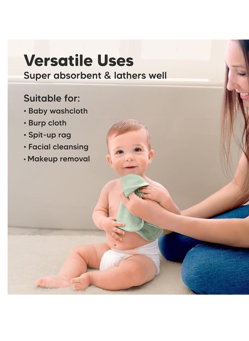 KeaBabies - 6-Pack Baby Washcloths - Soft Viscose Derived from Bamboo Washcloth, Baby Wash Cloths, Baby Wash Cloth for Newborn, Kids, Bath Baby Towels, Face Towel, Face Cloths for Washing Face(Pistachio) - Image 1