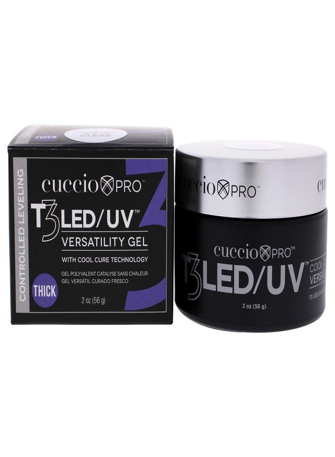 Cuccio Pro T3 LED/UV Cool Cure Versatility Gel - Controlled Levelling - Incredibly Flexible - Strong Adhesion - Thick Viscosity - Fast Application - Quick Cure - Clear - 2 Oz Nail Gel - Image 1