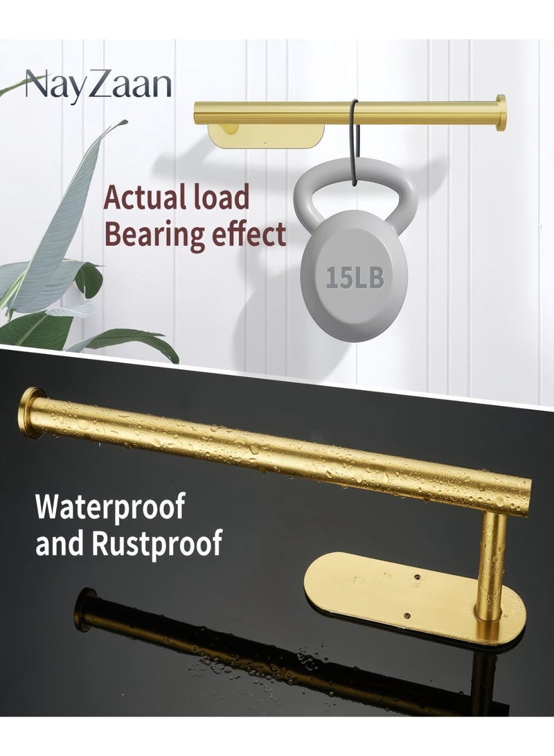 NayZaan Adhesive Paper Towel Holder Under Cabinet Wall Mount for Kitchen Paper Towel, Paper Towel Roll Holder Stick to Wall, Stainless Steel (Gold) - Image 3