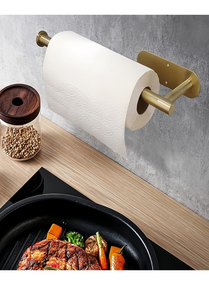 NayZaan Adhesive Paper Towel Holder Under Cabinet Wall Mount for Kitchen Paper Towel, Paper Towel Roll Holder Stick to Wall, Stainless Steel (Gold) - Image 5