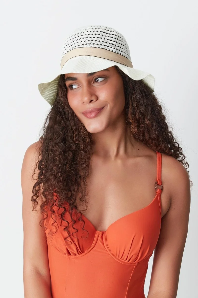 سي اند سيتي Mercerized Beach Hat T24740-14 White