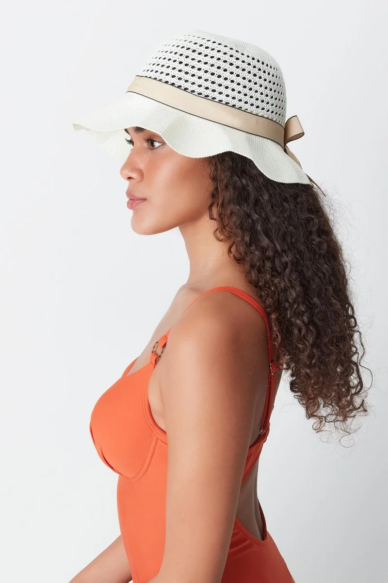 سي اند سيتي Mercerized Beach Hat T24740-14 White