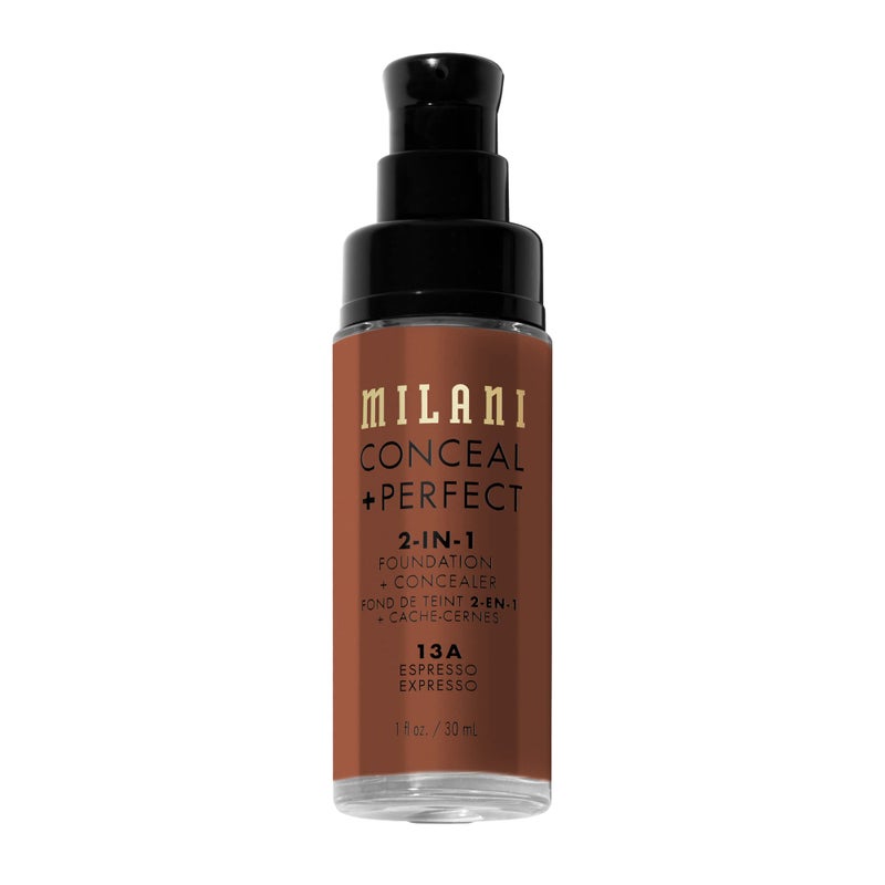 Milani Conceal + Perfect 1 Fl. Oz. Espresso Liquid Foundation - Cover Under-Eye Circles, Blemishes & Skin Discoloration for a Flawless Complexion - Image 3