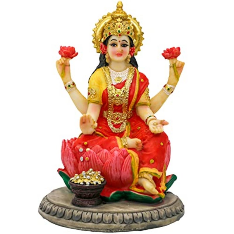 Indian Goddess Lakshmi Statue Figurine - 5.3"H Lakshmi Idols Statue Murti Laxmi Staue Home Office Temple Mandir Pooja Item Diwali Gifts Diwali Decoration for Home Spiritual Gift - Image 1