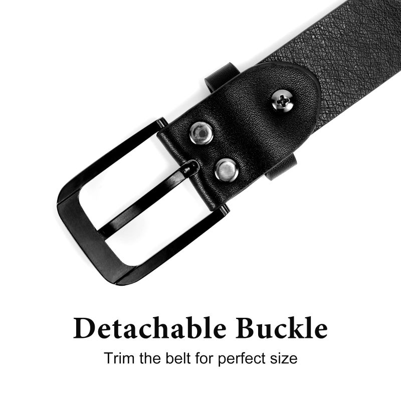 WHIPPY Women Casual Leather Belt for Jeans Pants, Fashion Ladies Waist Dress Belt Black Buckle Black S - Image 3