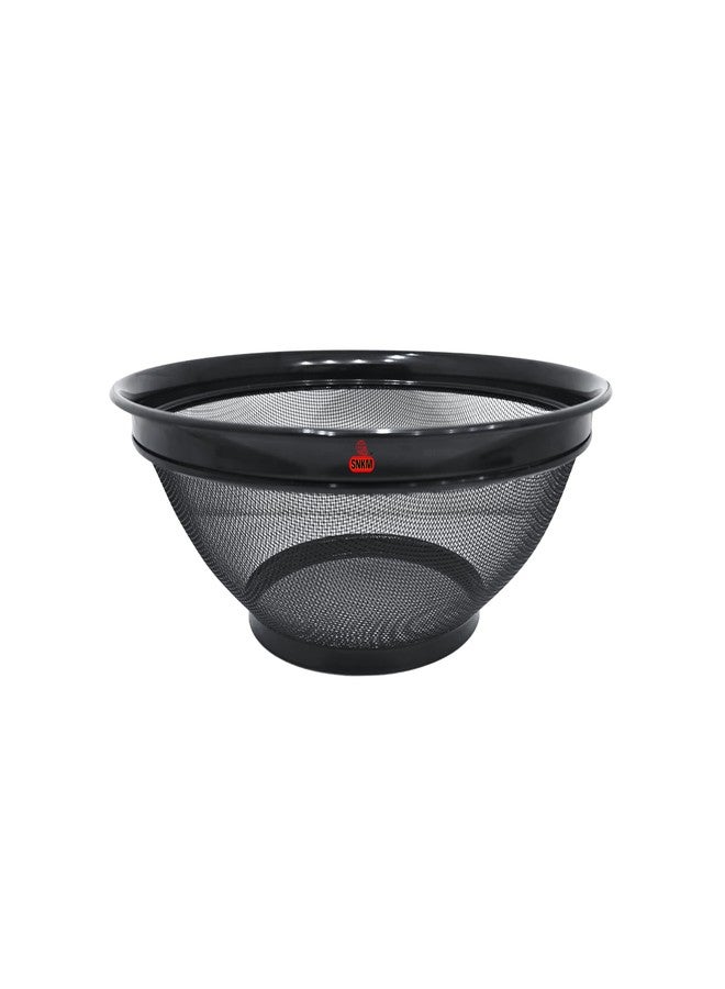 SNKM® - Stainless Steel Round Colander Fine Mesh Strainer Kitchen Storage Basket for Washing Rice, Dal, Noodle, Pasta, Fruits Vegetables | Multipurpose | Dishwasher Safe (Black, 28cm, Pack of 1) - Image 1
