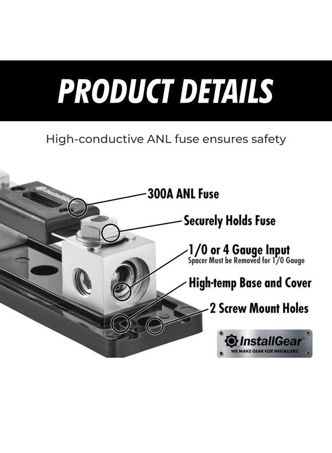 InstallGear 0/2/4 Gauge AWG in-Line ANL Fuse Holder with 300 Amp Fuse - Image 5