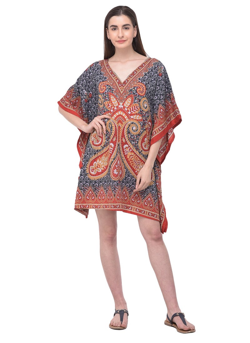 Gypsie Blu V Neck Plus Size  Multicolor Swimwear Bathing suit Cover Up Short Loungewear Caftan For Women  - Image 1