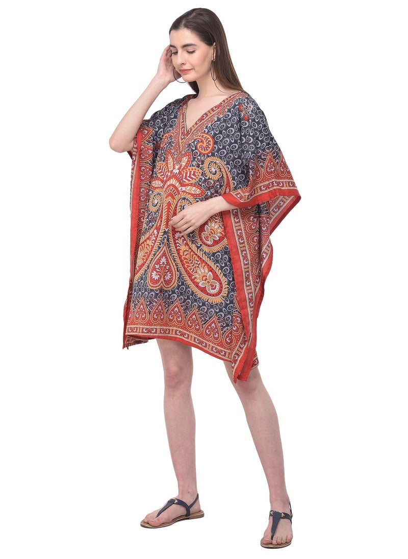 Gypsie Blu V Neck Plus Size  Multicolor Swimwear Bathing suit Cover Up Short Loungewear Caftan For Women  - Image 2