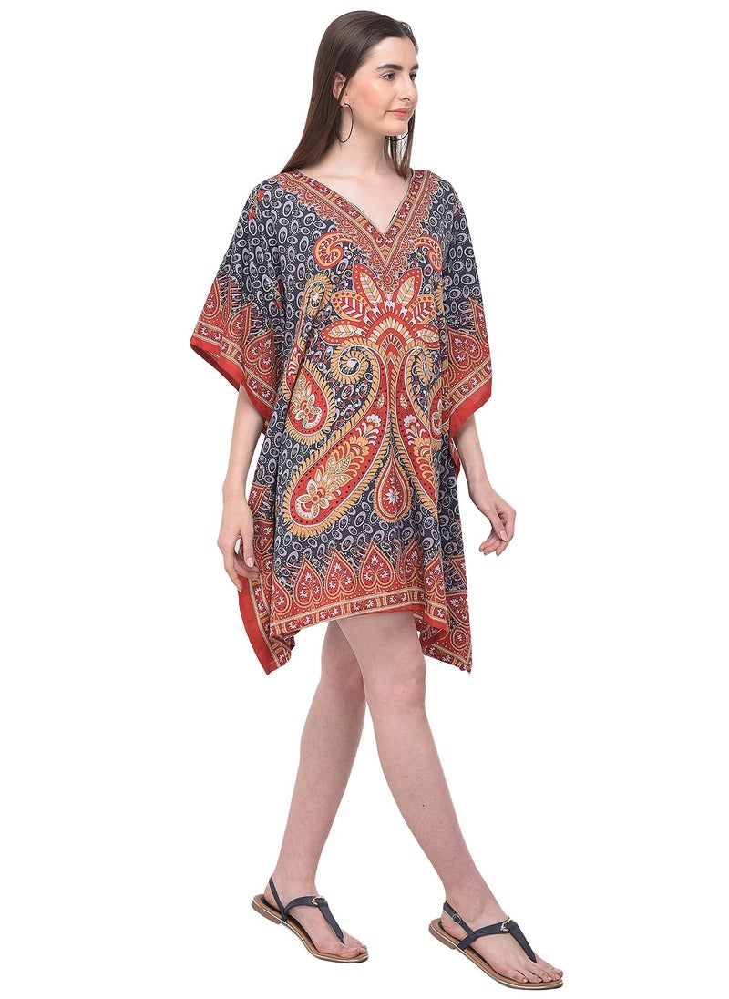 Gypsie Blu V Neck Plus Size  Multicolor Swimwear Bathing suit Cover Up Short Loungewear Caftan For Women  - Image 3