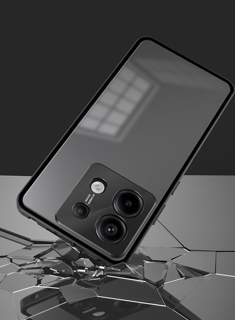 Case Compatible with Oppo Reno 13, Single-sided Snap Phone Case with Metal Frame  Translucent Frosted Back Panel, Metal Anti-fall Protective Cover for Oppo Reno13 - Image 4