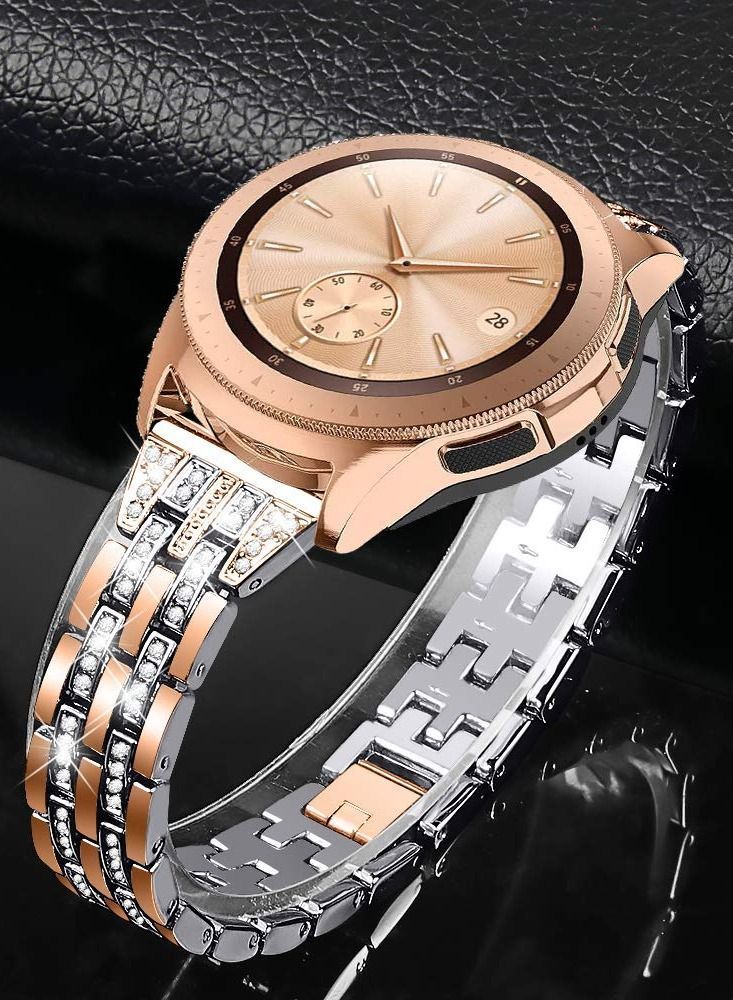 Women Girls Stylish Band for Samsung Galaxy Watch(42mm)/Galaxy Watch3(41mm)/Active/2(40mm)/(44mm)/Ticwatch 2, Stainless Steel 20mm Jewelry Watch Strap Wrist Rhinestones Bracelet - Image 3