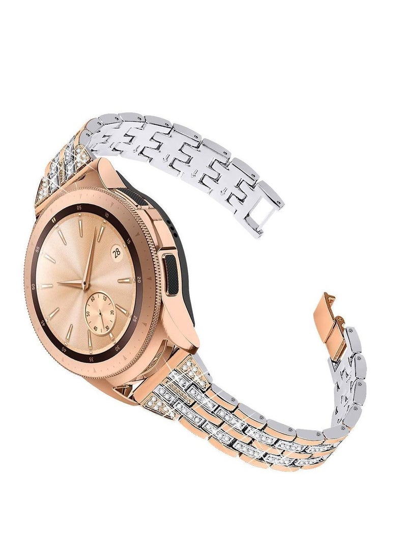 Women Girls Stylish Band for Samsung Galaxy Watch(42mm)/Galaxy Watch3(41mm)/Active/2(40mm)/(44mm)/Ticwatch 2, Stainless Steel 20mm Jewelry Watch Strap Wrist Rhinestones Bracelet - Image 1