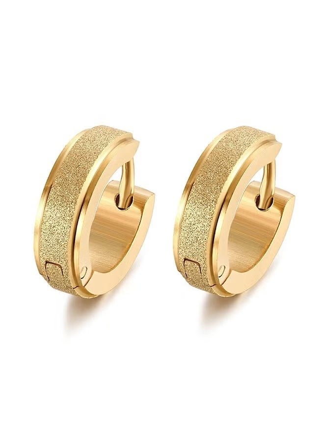 GMORO Stainless Steel Mens Womens Hoop Frosted Earrings Hypoallergenic  - Image 1