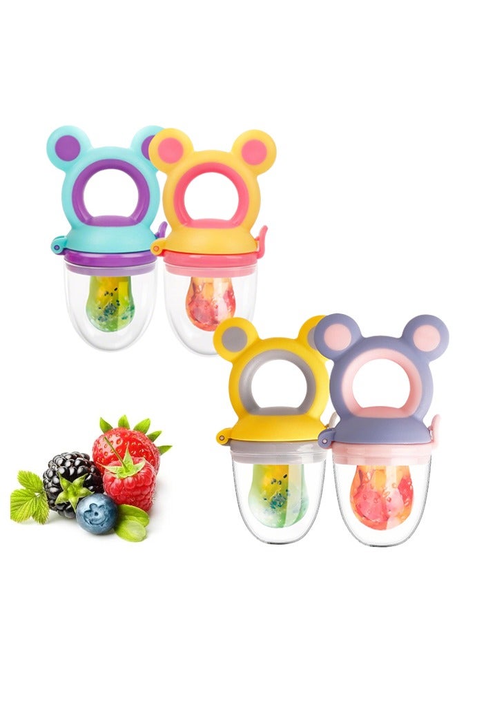 4 PCS Baby Solids/Frozen Fruit Feeder Pacifier, BPA-Free Silicone Pouch & Nipple, Safely Introduce Solids - Image 1