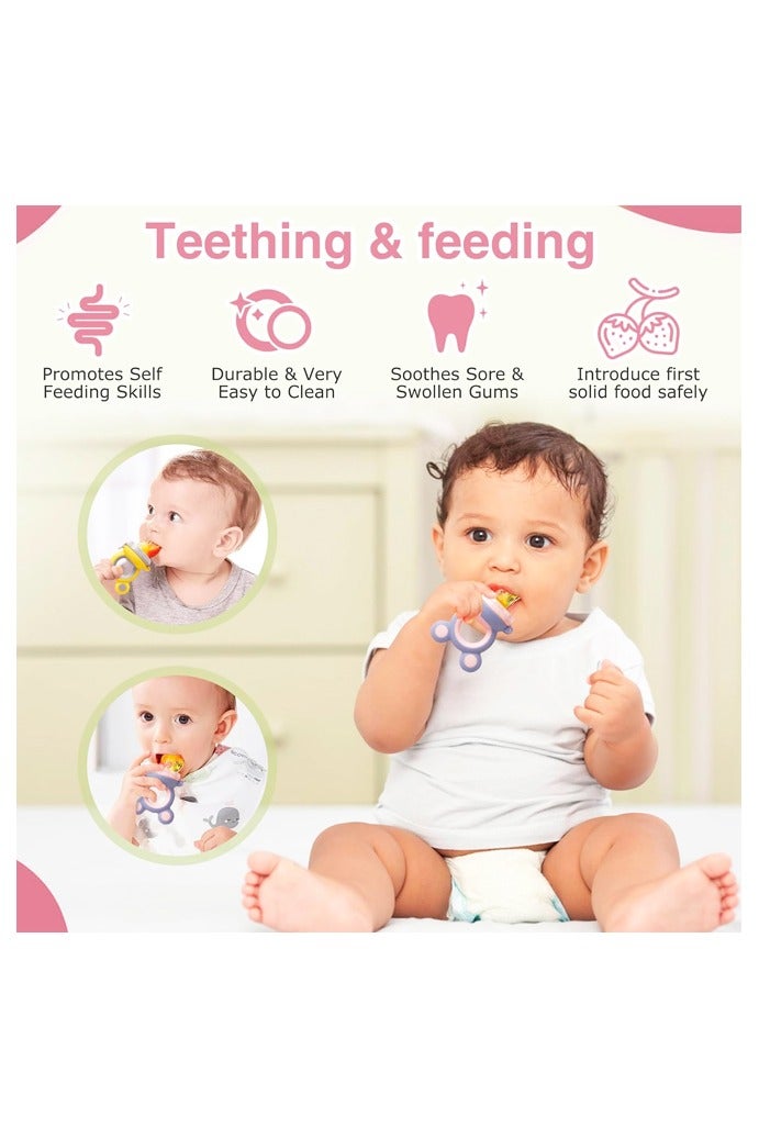 4 PCS Baby Solids/Frozen Fruit Feeder Pacifier, BPA-Free Silicone Pouch & Nipple, Safely Introduce Solids - Image 3