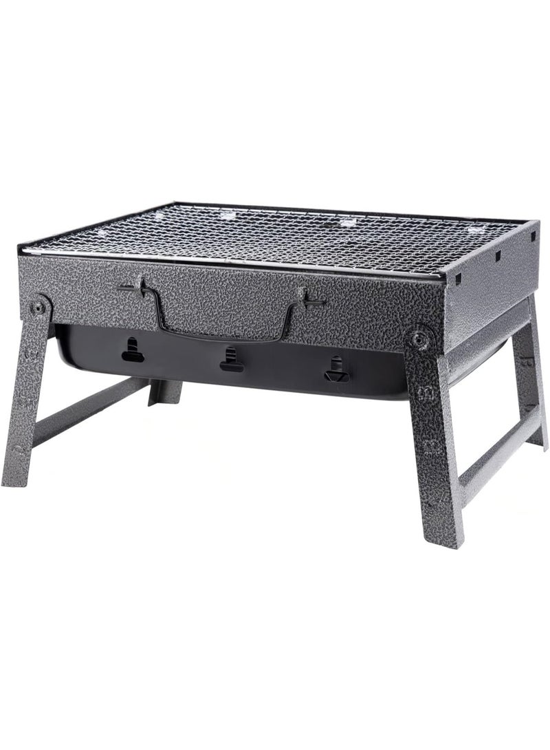 Royalford حامل شواية مع شواية، طاولة فحم قابلة للطي لشواء الكباب، مدخن شواية للرحلات الخارجية، حديد متين أسود L RF10357 - Image 1