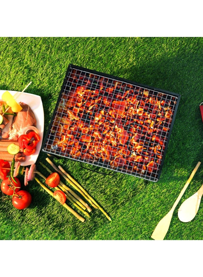 Royalford حامل شواية مع شواية، طاولة فحم قابلة للطي لشواء الكباب، مدخن شواية للرحلات الخارجية، حديد متين أسود L RF10357 - Image 2