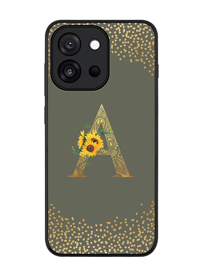 Stylizedd For OnePlus 13s / 13T Case,Slim fit Camera Protection, Shockproof Thin Phone cover  - Custom Floral Monogram - A  (Olive Green )