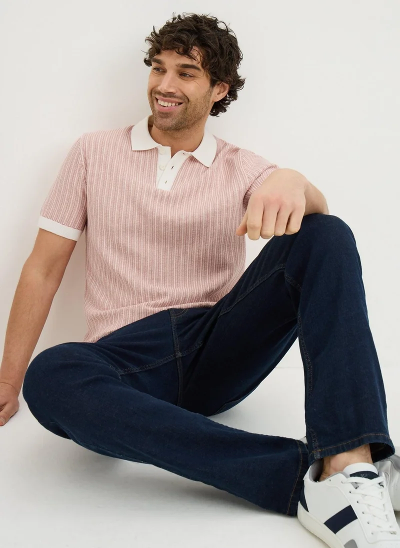 ماتلان Pink Textured Knitted Polo Shirt