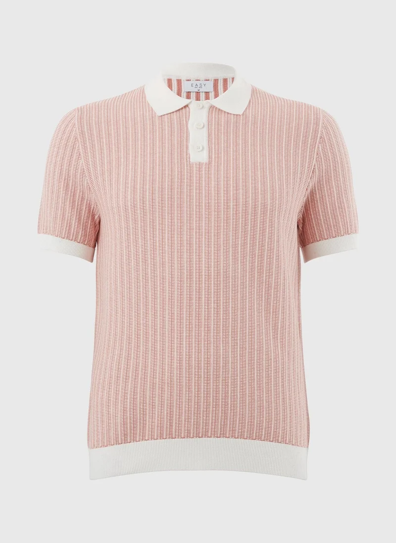 Matalan Pink Pink Textured Knitted Polo Shirt for Men | Best Price UAE
