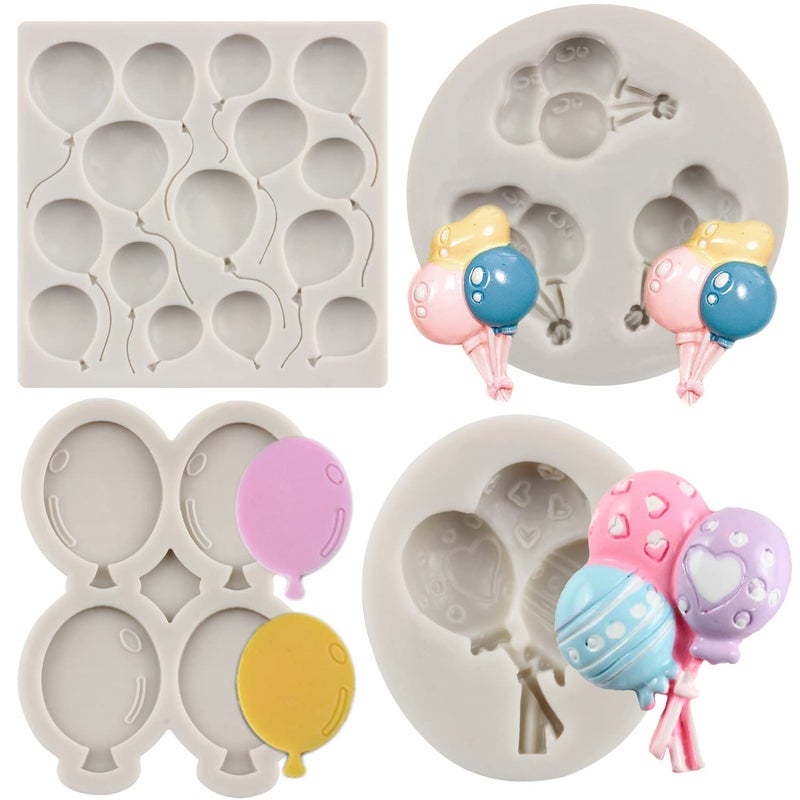 MYPRACS Balloon Silicone Molds Air Balloon Fondant Molds For Baby Shower Sugarcraft Cake Decorating Cupcake Topper Candy Chocolate Gum Paste Polymer Clay Set Of 4 - Image 1