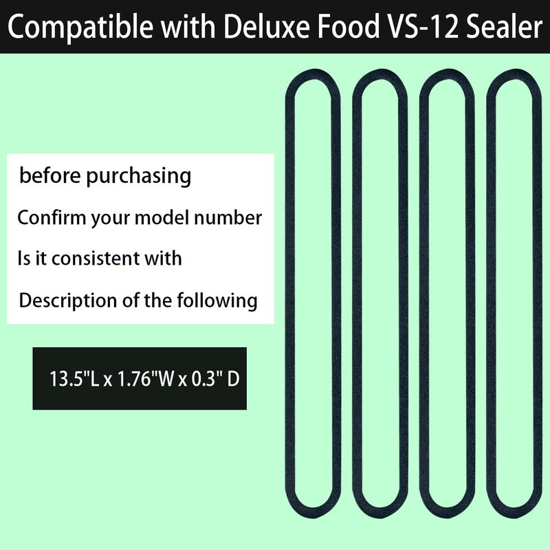 ziHenryDa 4 Pack Foam Replacement Gaskets compatible with Deluxe Food VS-12 Vacuum Sealer,Replacement Gaskets for Deluxe Food VS-12 Vacuum Sealer (13.5 * 1.76 * 0.36) - Image 4
