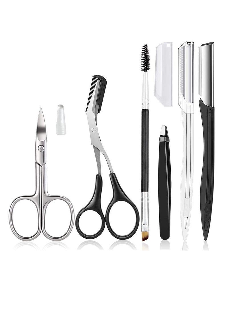 HiMo Eyebrow Kit, 6 in 1 Eyebrow Scissors, Tweezer, Eyebrow Razor, Shaping Scissors & Brush for Women - Image 1