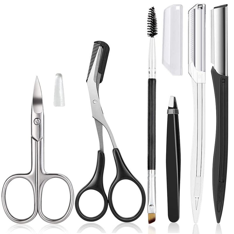 HiMo Eyebrow Trimmer Kit, 6 in 1 Eyebrow Scissors, Tweezer, Eyebrow Razor, Shaping Scissors & Brush for Women - Image 1