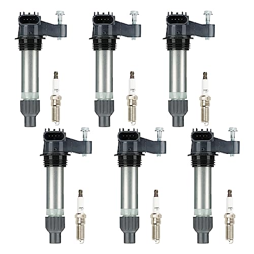 Ignition Coil Pack 4 PIN Iridium Spark Plugs for Buick Cadillac ATS CTS SRX STS Chevy Camaro Caprice Captiva Sport Colorado Equinox Impala Limited Malibu Traverse GMC Acadia Canyon Replaces UF569